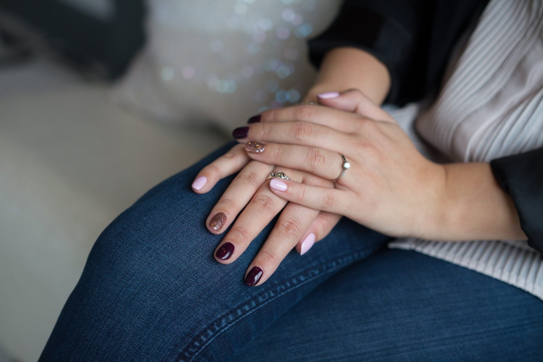 a client sitting in reception after her nail treatment